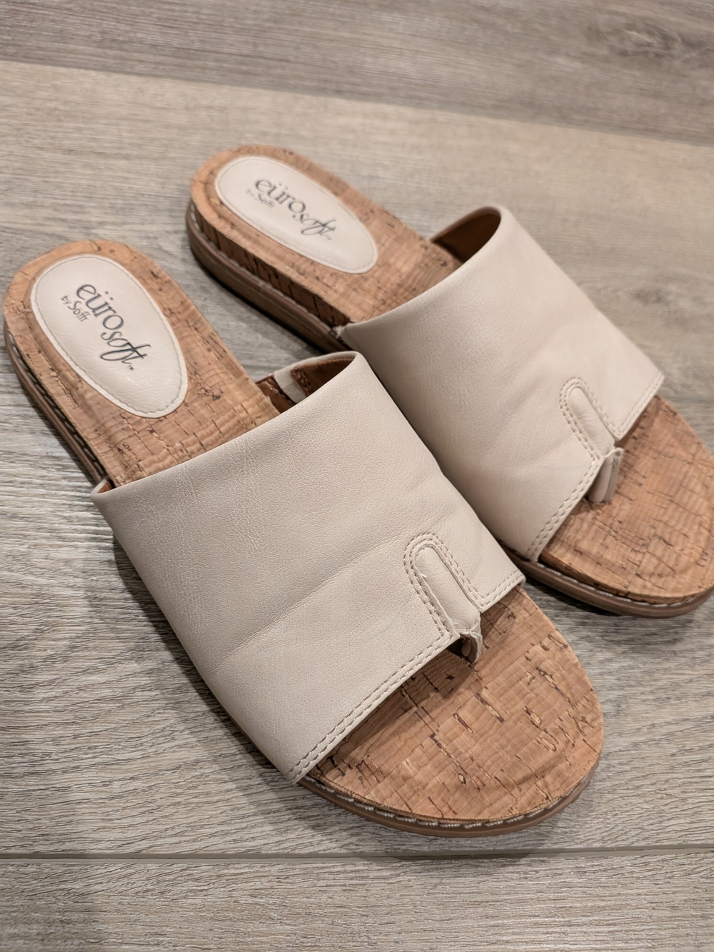 EuroSoft Cream Cork Toe-Loop Slide Sandals by EuroSoft